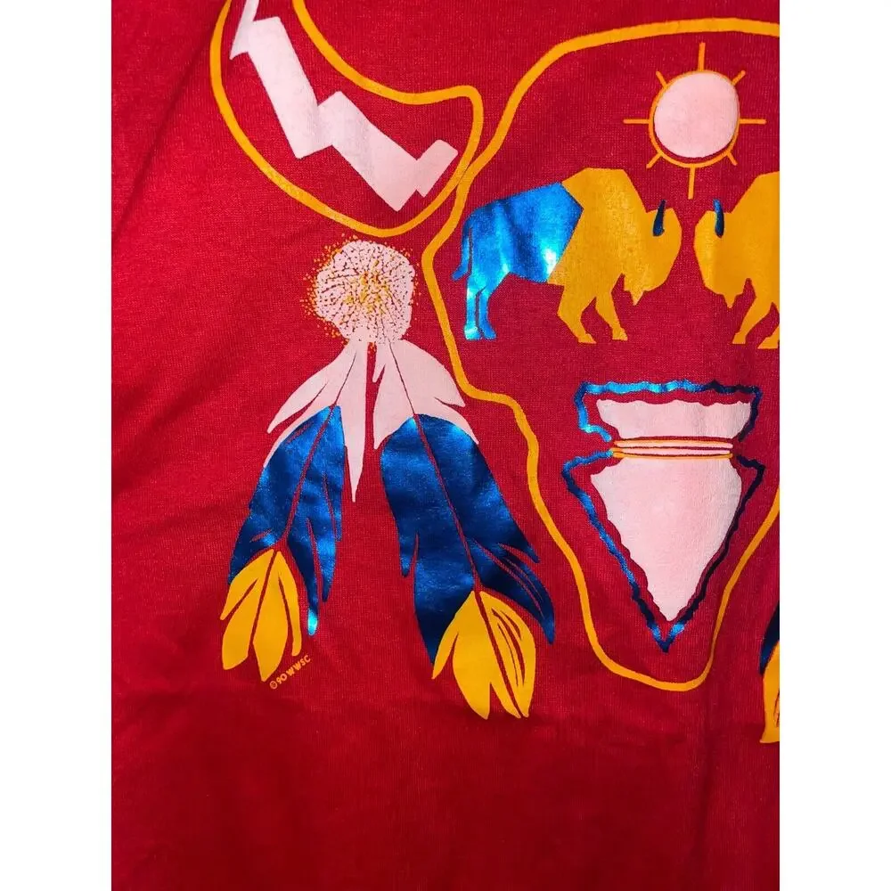 Vintage South Dakota Shirt Native American Buffalo Jerzees Red Tee 90s VTG M